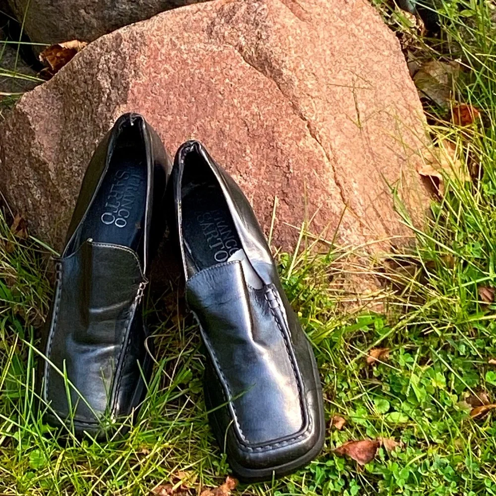 🪶Franco Sarto Charcoal Leather Wedge Sz 8/9